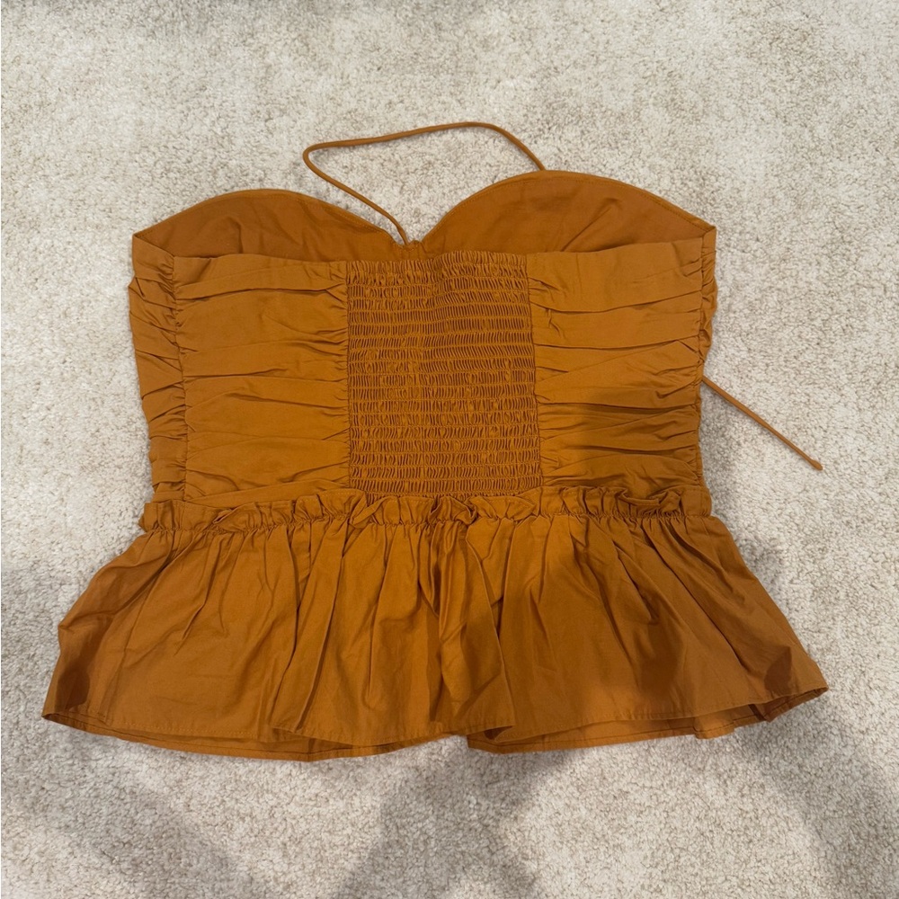 Express Halter Neck Ruched Peplum Top - Picture 4 of 5